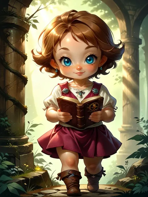 score_9, score_8_up, score_7_up, source_anime, adorable chibi beth, brown hair, short, hair, blue eyes, freckles, hair ornament, Leaning against a marble pillar, she holds a book close to her heart, her expression serene, thick thighs, (view from behind:1.2), (chibi body:1.4), (indirect lighting, dynamic lighting:1.4), chibi art style, (detailed image, high resolution, 5k resolution:1.0), (realistic style, chibi art style, las lindas Art Style:1.2)
<lora:Vikings_Cutie_Chibi_Style:1> <lora:Fant5yP0ny:0.8> <lora:Beth_of_Ordon_LoZ_Twilight_Princess:0.8>