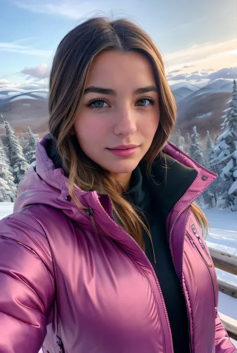 ((Instagram selfie)), best quality raw photo of (Wyl13N3ls0n01:0.99), a woman, modelshoot style, (extremely detailed CG unity 8k wallpaper), photo of the most beautiful artwork in the world, professional majestic oil painting by Ed Blinkey, Atey Ghailan, Studio Ghibli, by Jeremy Mann, Greg Manchess, Antonio Moro, trending on ArtStation, trending on CGSociety, Intricate, High Detail, Sharp focus, dramatic, photorealistic painting art by midjourney and greg rutkowski, (puffy ski jacket:1.1), (on a ski slope:1.2), (snowing:1.1), ((posing for a picture with trees in the background:1.1)), (looking at viewer:1.4), (detailed pupils:1.3), (modern outfit:1.2), (closeup:1.4), (vermont mountainrange:1.3)