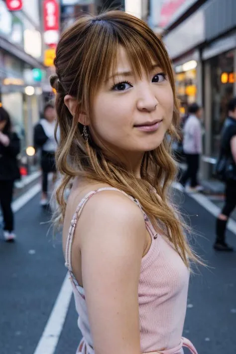 RAW portrait photo, petite YaguchiMari:0.8 in busy Tokyo streets, Mari_Lora_02 <lora:Mari_Lora_02:0.2> <lora:Mild detail adjusterV10_4:1>, <lora:Mari_Lora_01:0.4>, (blonde hair), pink lips