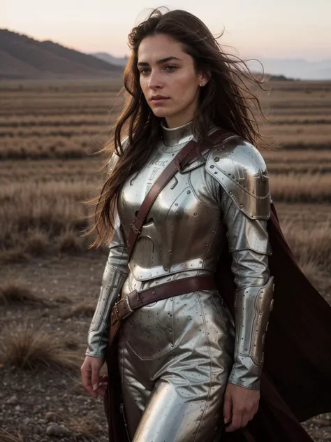 RAWphotograph, 1girl, mature woman, elegant, casual, , wearing full plate armor, in a battlefield, windblown hair, smudges, dirt, windblown hair,, (((Ultra-HD-details, Ultra-HD-detailed, Ultra-HD-realistic, Ultra-HD-photo-same-realistic-quality-details))), 8k uhd, dslr, soft lighting, high quality, film grain, Fujifilm XT3