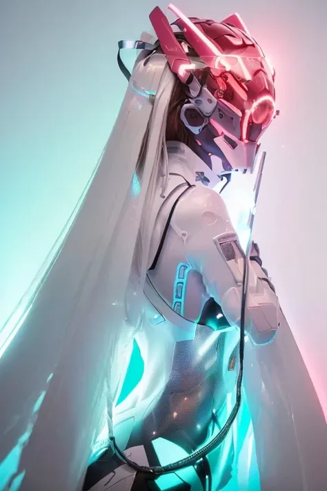 masterpiece, best quality, HDR, UHD, 64K,

(original: 1.2), 1girl, ((in a white cyberhelmet with a glowing ring on it)), wearing bikini with halo, iron gloves, ((clavicle)),posing for a picture, long legs, indoor, (studio light:1.3), (((grey background))), (portrait:1.5), <lora:cyberhelmetWearable_cyberhelmetv02:0.9>