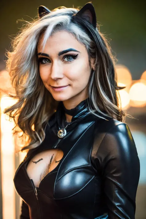 a photo of a zayuri as (cat women),cosplay, pose,dc comics, dc,
very long hair, smile,big tits,[freckles],
photography, high definition, highly detailed, hyper detailed, ultra realism, photorealistic, cinematic light, dynamic lighting, studio quality, very intricate, smooth, sharp focus, lightrays, award winning, 8 k, vibrante, vibrante colors, vibrante colours, digital vibrance, high quality, highres, absurdres, 8 k, depth of field, 8k,
<lora:zayuri:1>