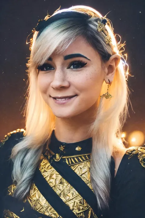 a photo of a zayuri women as princess zelda,
platinum blonde hair, brown eyes, smile,big tits,  [freckles],
(((night time))),
photography, high definition, highly detailed, hyper detailed, ultra realism, photorealistic, cinematic light, dynamic lighting, studio quality, very intricate, smooth, sharp focus, lightrays, award winning, 8 k, vibrante, vibrante colors, vibrante colours, digital vibrance, high quality, highres, absurdres, 8 k, depth of field, 8k,
<lora:zayuri:1>