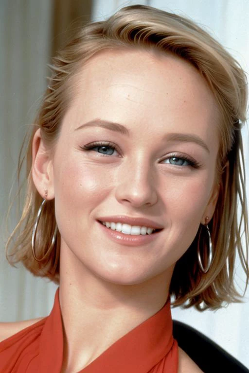 Masterpiece, best quality, 1990s photo of a b1sh3 wearing a 1980s villain outfit with glamour makeup and giggling <set restore_faces>1</set>, (closeup:1.4)