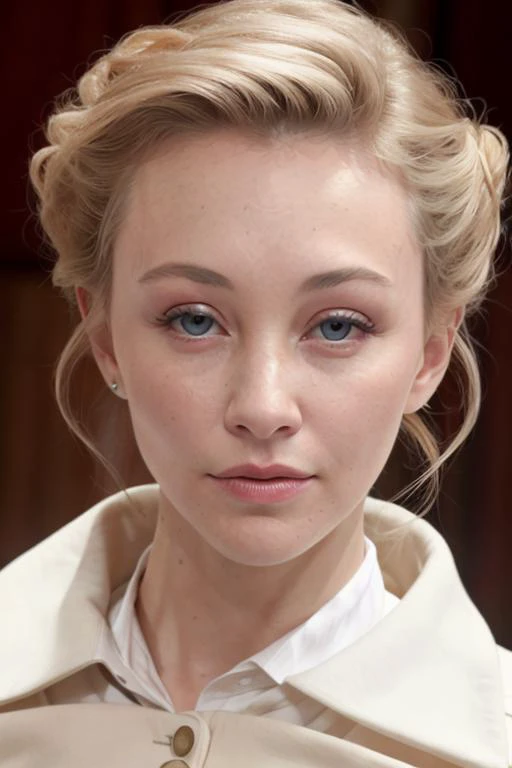 Masterpiece, best quality, elle photo of a s4r4hg4d0n wearing a american revolution outfit and pouting <set restore_faces>1</set>, closeup