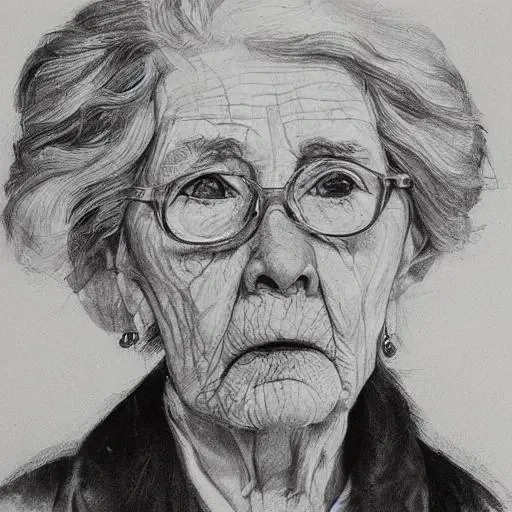 <lora:pencilArt_01:1> portrait of an old woman