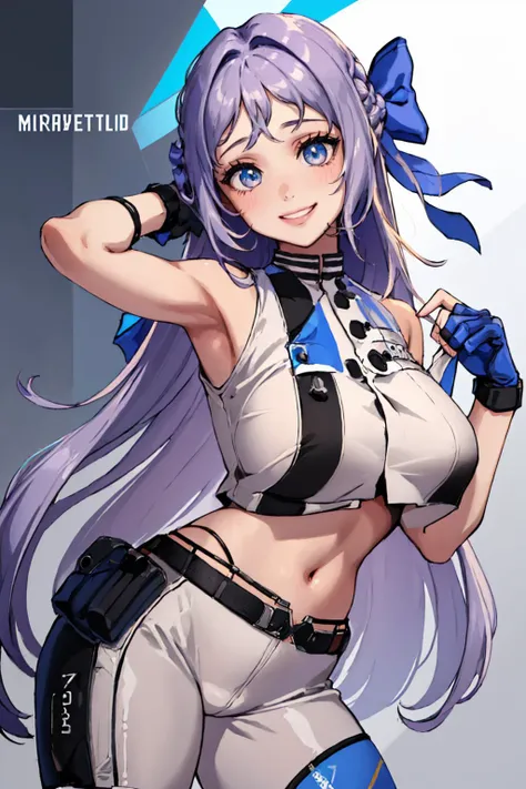 masterpiece, mischievous smile, light blush, looking at viewer, huge breasts, precise hands, sexy pose, Laura s. Arseid, side ponytail, scrunchie, choker, white jacket, white dress, red belt, thigh boots, large breasts, detailed office in the background, topless