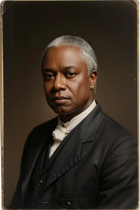 AndreBraugher, ((1880s photograph, upper body, portrait, Victorian menswear, in an opulent Victorian parlor)), large-format wooden box camera, 300mm f/11, 1/5s, ISO 20, ((sepia-toned))
