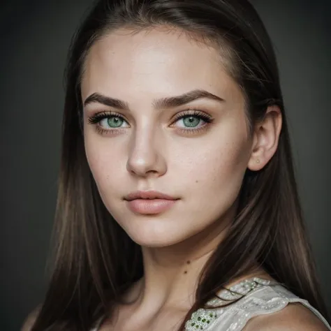 RAW photo of a girl, portrait of a beautiful girl, from behind, (face: Circular Face, Big Eyes, [eye color green], Nose with an Angular Shape, protruding upper lip, round cheeks, cleft chin), [Mahoraise + random hairstyle + random hair color + random Eyebrow style], extremely detailed face eyes lips, highly realistic, masterpiece, absurdres, intricate, highly detailed, high quality photography, 3 point lighting, flash with softbox, 16k, Leica M6, Ektachrome 64, smooth, sharp focus, high resolution, award winning photo, 50mm, f2.8, depth of field