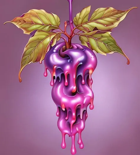 Keith Rankin <lora:Keith Rankin:0.8> grapes, dripping purple goop, leaves