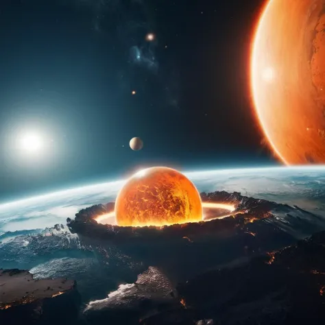 cinematic film still of  <lora:Cinematic Hollywood Film:1.5>
Epic Creative Scene a collision of a planet with a bright orange ring around it Cinematic Hollywood Film Style, shallow depth of field, vignette, highly detailed, high budget, bokeh, cinemascope, moody, epic, gorgeous, film grain, grainy