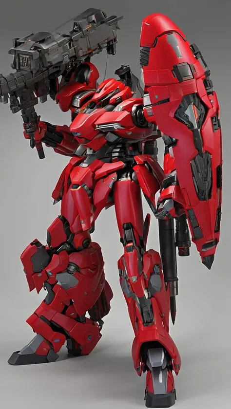 professional 3d model of (R-RRS:1.2),mecha, robot, (Rounded design armour:1.2),(science fiction:1),(a heavy mech:1.2),(hawken:1.2),(very biggest size mecha:1.6),(long legs:0.8),glowing eyes,(full body:1.2),mechanical parts,robot joints,(holding huge weapon:1.5),(huge mechanical shield:1.2),best quality,masterpiece,highly detailed,ultra-detailed,(huge mechanical weapon:1.3),(detailed weapon:1.2),(huge mechanical gun:1.2),<lora:srdxl_v2_5a1:0.8>,, octane render, highly detailed, volumetric, dramatic lighting