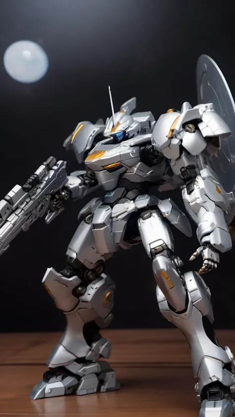 cinematic film still, mecha taking aim. shallow depth of field, vignette, highly detailed, high budget Hollywood , bokeh, cinemascope, moody, epic, gorgeous, film grain, grainy ,(full body:1.5)
BREAK
(RRS), mecha robot, mecha armor, full armor, (grey silver color scheme:1.2),glowing blue eyes,city,(full body:1.2),clenched hand, (gundam:1), mechanical parts, robot joints,(huge shield:1.2),best quality, masterpiece, highly detailed, ultra-detailed,(battle-ready:1.2),(powerful stance:1.3),(Detailed eye description:1.2),(huge mechanical weapon:1.3),(detailed armor description:1.2),(detailed shield description:1.2),(detailed weapon description:1.2),(huge mechanical gun:1.2),(holding gun and weapon :1.3)
<lora:srdxl_v07ux2:0.8>