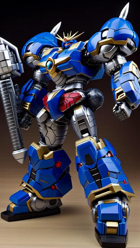 (SRS:1.2), superrobot, mecha armor, full armor, (large size robot:1.5), glowing blue eyes, battlefield, (full body:1.2), clenched hand, mechanical parts, robot joints, (huge weapon:1.2),best quality, masterpiece, highly detailed, ultra-detailed,(battle-ready:1.2),(powerful stance:1.3),(Detailed eye description:1.2),(huge mechanical weapon:1.3),(detailed armor description:1.2), (detailed weapon description:1.2),(huge mechanical gun:1.2), (holding weapon and weapon :1.3)<lora:srdxl_v2k:0.4>