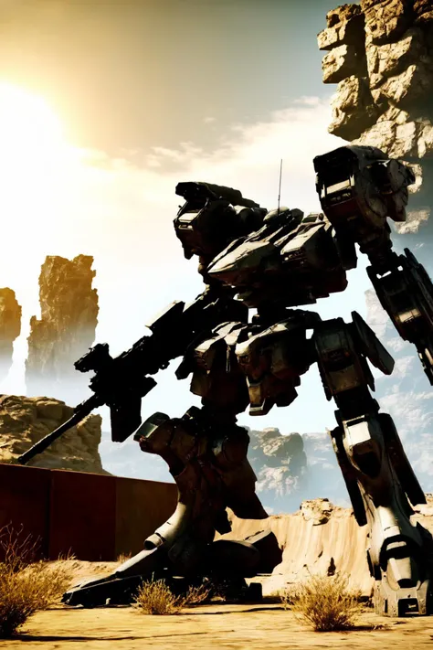 (masterpiece:1.3), best quality:1.4, detailed unity 8k wallpaper, highres, absurdres:1.2, depth of field:1.3, perfect lighting, cinematic shadows, highly detailed background, hyperrealistic, BREAK
(super-perfect anatomy head face limbs arms hands fingers legs:1.4), BREAK
(super-beautiful-detailed 1robot attractive-body breasts novelty-character-design face eyes mecha seams curve silhouette well-proportion shield backpack RARS), slender:1.5, constricted waist:1.3, solo, BREAK
(no humans), armoredcore, large size robot, <lora:srdxl_v1_5g:0.8>, Tolerance around subject, ruined city, Nature grows in a city that was abandoned thousands of years ago, silence, sunlight, action, cinematic, beautiful figure