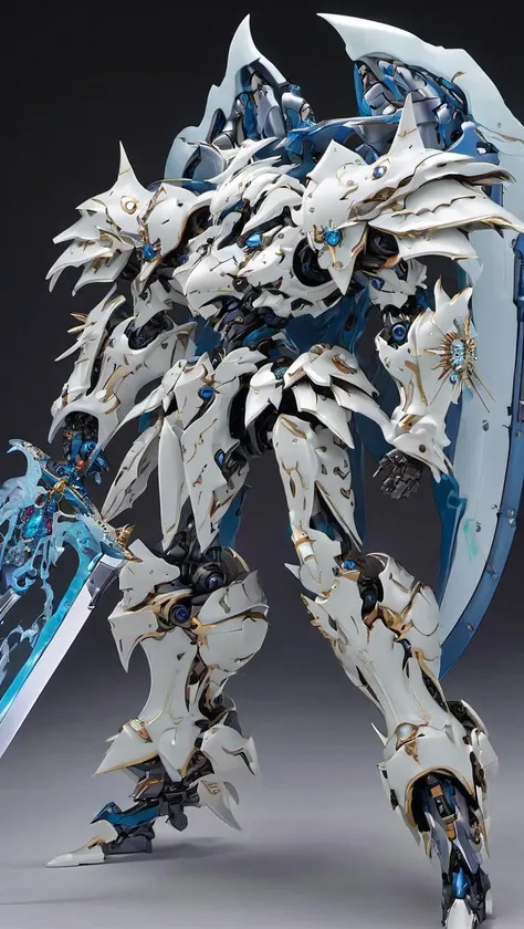 (FRS:0.8), mecha robot, mecha armor, full armor, (large size robot:1.5), glowing blue eyes, city, (full body:1.2), clenched hand, mechanical parts, robot joints, (huge shield:1.2),best quality, masterpiece, highly detailed, ultra-detailed,(battle-ready:1.2),(powerful stance:1.3),(Detailed eye description:1.2),(huge mechanical weapon:1.3),(detailed armor description:1.2),(detailed shield description:1.2), (detailed weapon description:1.2),(huge mechanical gun:1.2), (holding sword and weapon :1.3)<lora:srdxl_v07ux2:0.8>