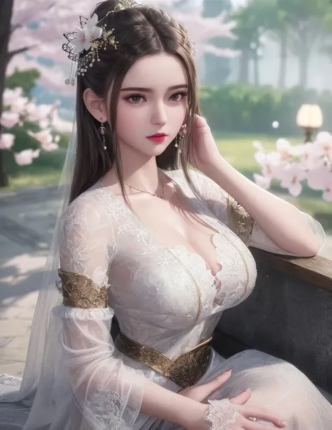 ultra realistic 8k cg, flawless, clean, masterpiece, professional artwork, famous artwork, cinematic lighting, cinematic bloom, perfect face, beautiful face, fantasy, dreamlike, unreal, science fiction, lace, lace trim, lace-trimmed legwear, luxury, jewelry, diamond, gold, pearl, gem, sapphire, ruby, emerald, intricate detail, delicate pattern, charming, alluring, seductive, erotic, enchanting, hair ornament, necklace, earrings, bracelet, armlet,halo,autumn,
(,1girl, pov,best quality, ) , (,1girl, solo, large breasts, looking at viewer, cherry blossoms, ) <lora:AnXue:0.6>
