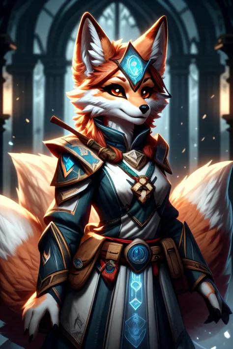 kitsune, templar, templar outfit,<lora:ral-kistune-sd15:1>