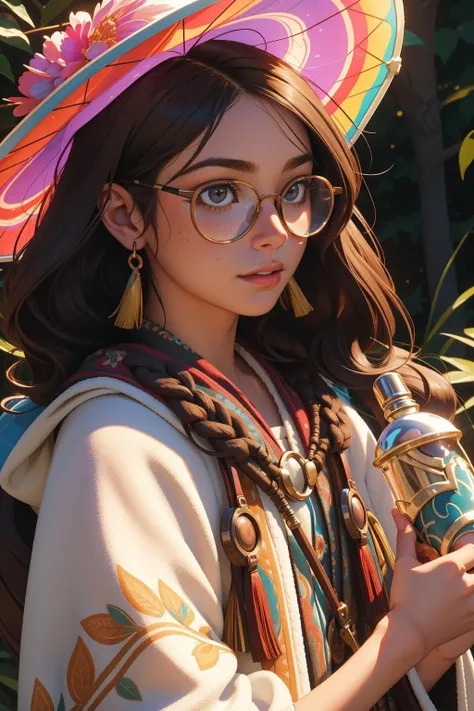 1girl, grand Airbrush painting, behance, close-up shot of a Functional Divine burly traditional [Hungarian:Celtic:7] (Male of Bounty:1.3) , he is surrounded by Hummingbird feeders, he is very embarrased, he is Attending concerts, the Male is dressed in his Poncho, The Poncho is tailored by Junya Watanabe and Duro Olowu, the Male has Worried hair, he has a Majestic traditional Senegalese Charcoal Small Mustache, Round Glasses, from inside of a Fallacious The Blackwood Forest, lush roots and Interplanetary magnetic field in background, Thunderstorm, Wide view, Maximalist, Amusing, Dollpunk, Neon Light, macro lens, Oversaturated,  concept art, arcane, highly detailed face, freckles, adobe lightroom, beautiful, [ (scene art designed by Norman Rockwell:0.7) : (Moebius:1.2) : (Jane Graverol:1.0) :15]