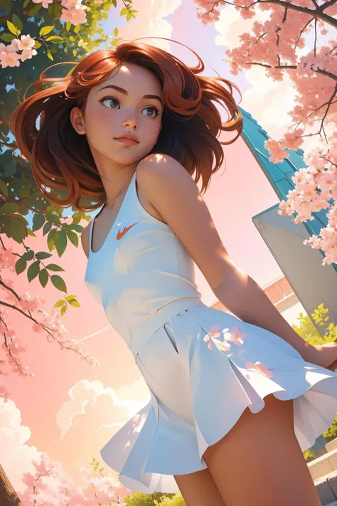 1girl, professional Digital painting, (Peach theme:0.7) , high angle shot of a ("The Power of Nike":1.3) , it is very Mysterious and [Miserable:Supersized:18], summer blossoms and fauna, Stormy weather, split diopter, Contemporary, Happy, Luminism, Harlem Renaissance, Indirect light, Circular polarizer, Ektachrome, Floral motives, Cassiopeia constellation, Flickr, extremely hyper aesthetic, (stylized by Franco Fontana:0.9) , (Ricardo Bofill:0.8) , (Edwin Lord Weeks:1.0)