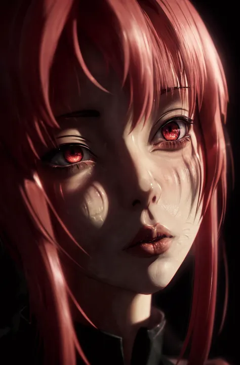 Anime girl with pink hair and white ears, Gameng Yangde, gapmoe yandere grimdark, Yandere, Retrato Gapmoe Yandere Grimdark, mirai nikki, Intricate Jan Dere, 4K anime style, Ahe high face, Realistic anime art, close up iwakura lain, ahegao, style of anime. 8K, Anime. Soft lighting