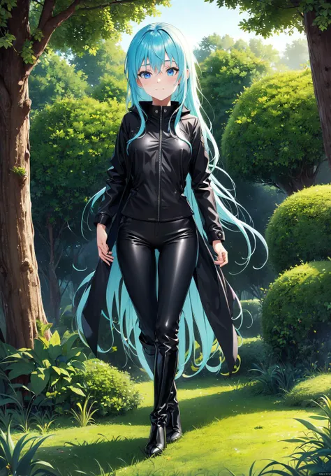 (Digital Artwork:1.3), 1girl, nsfw, <lora:rimuru_tempest:0.8>, rimuru_tempest, Black ornate high-collared jacket, dark tight-fitting top, matching black trousers, black knee-high boots, long flowing coat reaching the heels with a glossy texture,, tan skin, quarter turn,1/4 body pose, upper body view, eyes focus, looking at the viewer, (playful facial expression:1.3), blue eyes, athletic body, in early twenties, medium breasts, misty forest with moss-covered trees, (masterpiece, best quality, absurdres, detailed, ultra-detailed:1.3), charming, (trending on CGSociety, trending on pixiv, contest winner:1.3)