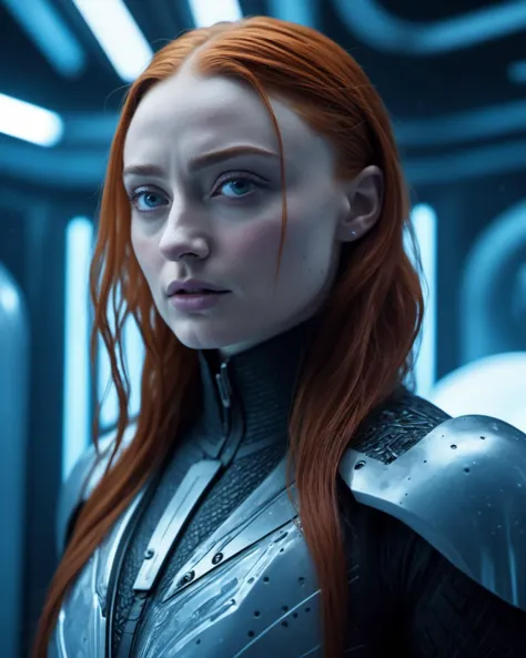 (masterpiece), , (extremely detailed),  (cinematic lighting),(silicone skin texture), (hyperrealistic), (photography),
alluring Sophie Turner, Cyberpunk style, inside a cryogenic tank