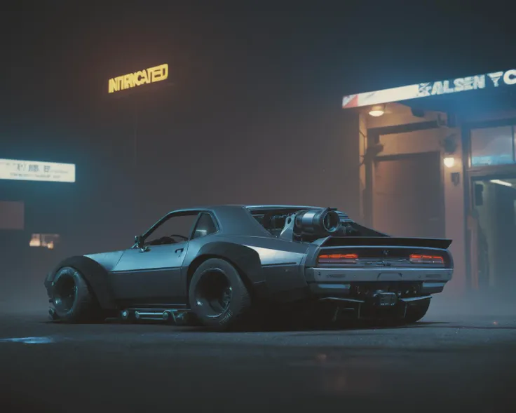 (intrincated details:1.8), (photorealistic), (masterpiece), (photography), cinematic lighting,
cyberpunk ambient, muscle car, ground vehicle, motor vehicle, no humans, scenery, solo, vehicle focus, night time, wide tyres, autonomous vehicle, with mounted gattling gun on roof
<lora:Drone_Cars_XL:1>
<lora:add_detail:1.5>
