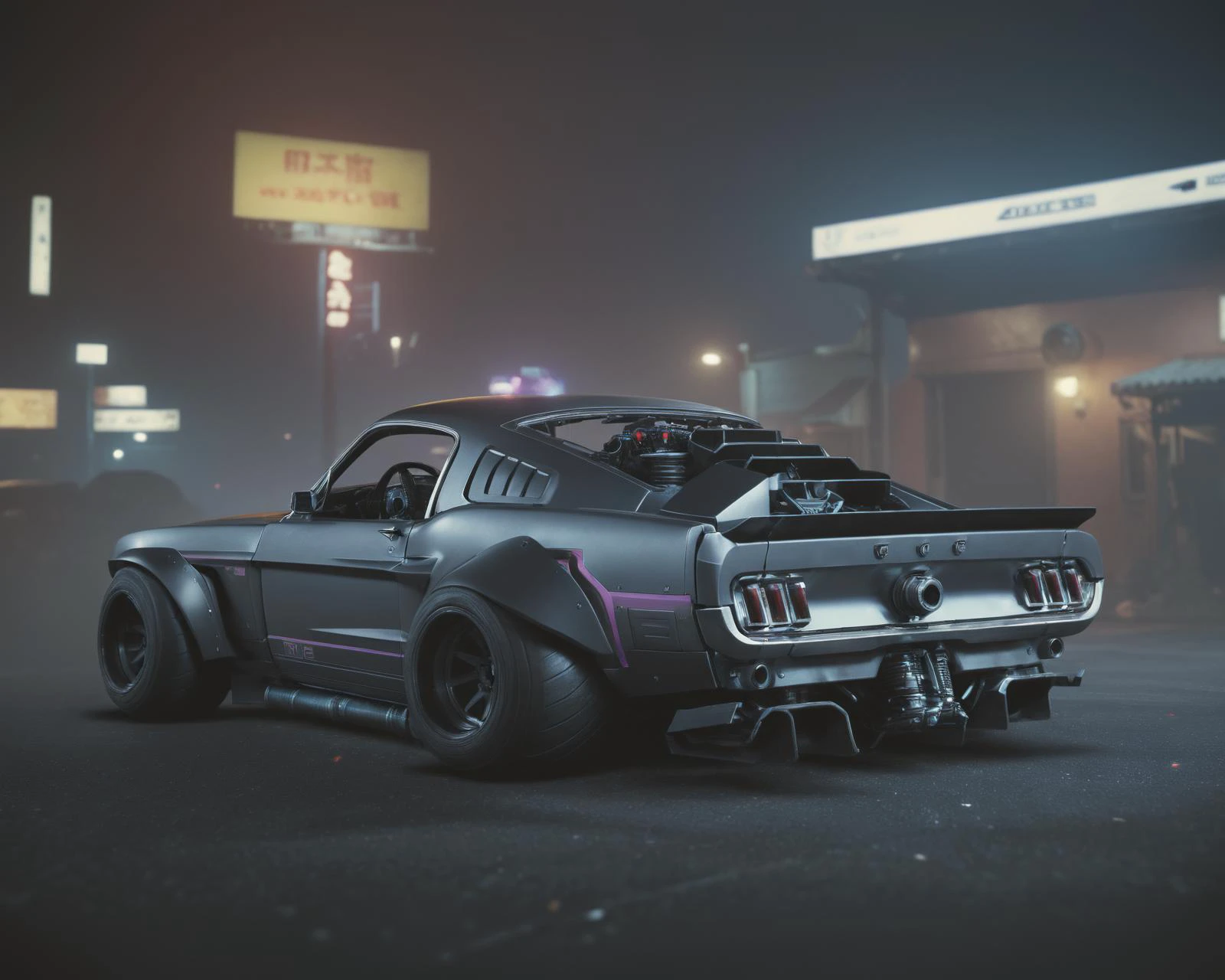 (intrincate details:1.8), (photorealistic), (masterpiece), (photography), cinematic lighting,
cyberpunk ambient, mustang car, ground vehicle, motor vehicle, no humans, scenery, solo, vehicle focus, night time, wide tyres, open wheel, mech greebles, autonomous vehicle, with mounted gattling gun on roof
<lora:Drone_Cars_XL:1>
<lora:add_detail:1.5>