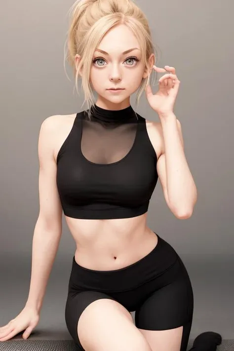insanely beautiful girl, <lora:ds_emilykinney:0.7> ds_emilykinney:1, short messy brunette hair, ponytail, heterochromia brown and grey, minimal Yoga clothes, hourglass body, little smile, open-minded, yoga studio, Full body Beautiful girl, sweat leggs, secypose, clean detailed faces, intracated clothing, glowing shadows, beautiful gradient, depth of field, high quality, high detail, high definition, cute face, big braest, slim waist, nice hips,