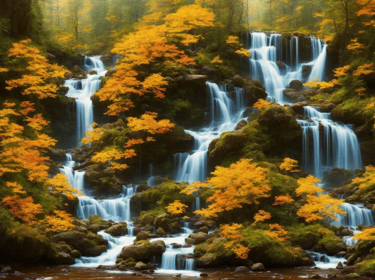 ChromaV5, (extremely detailed CG unity 8k wallpaper),
A Landscape of a stream in a majestic forest surrounded by lush yellow alders, panoramic view, wide angle shot, 28mm lens,
award winning photography, Chromatic Aberration, Detailed , HDR, Bloom,majestic oil painting by , Thomas Cole, Frederic Church, and Albert Bierstadt ,trending on artstation, trending on CGsociety, Intricate, High Detail, dramatic, art by midjourney