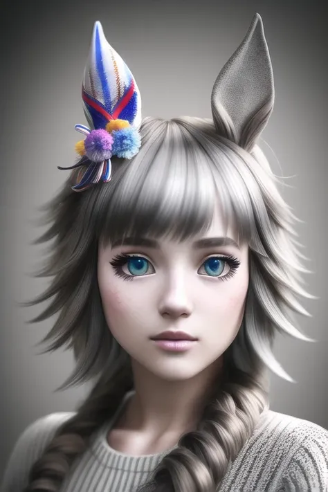 <lora:wonderacute:1>, (((photorealistic))), (((real))) (((cinematic photography))), HDR, octane rendered, unreal engine, hyperrealistic, extremely detailed, best quality, masterpiece, colorful, bokeh

a beautiful girl with animal_ears and hair_ornament, 


grey background, simple background