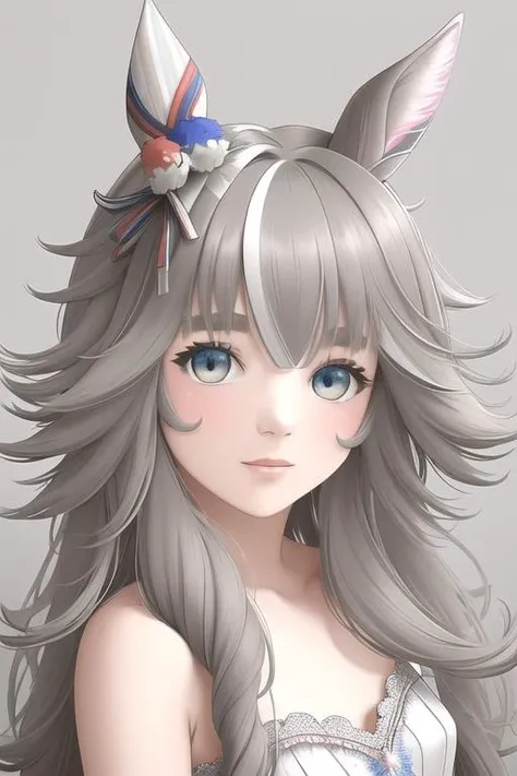 <lora:wonderacute:1>, colored glass, extremely detailed, best quality, masterpiece, colorful, bokeh
a beautiful girl with animal_ears and hair_ornament,
grey background, simple background