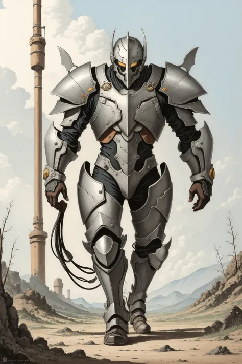 concept art, full body shot of a Industrial Armored vehicle, at Overcast, Overdetailed art, Gamerpunk, "In the dance of shadows and light, the universe weaves its symphony of eternal mysteries."