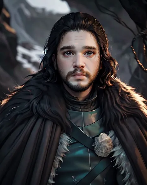 best quality, 8k, masterpiece, <lora:jonsnow:0.65>, jonsnow,beard, very detailed face, fur coat, looking at the camera, (cavern background:1.2), (upper body)