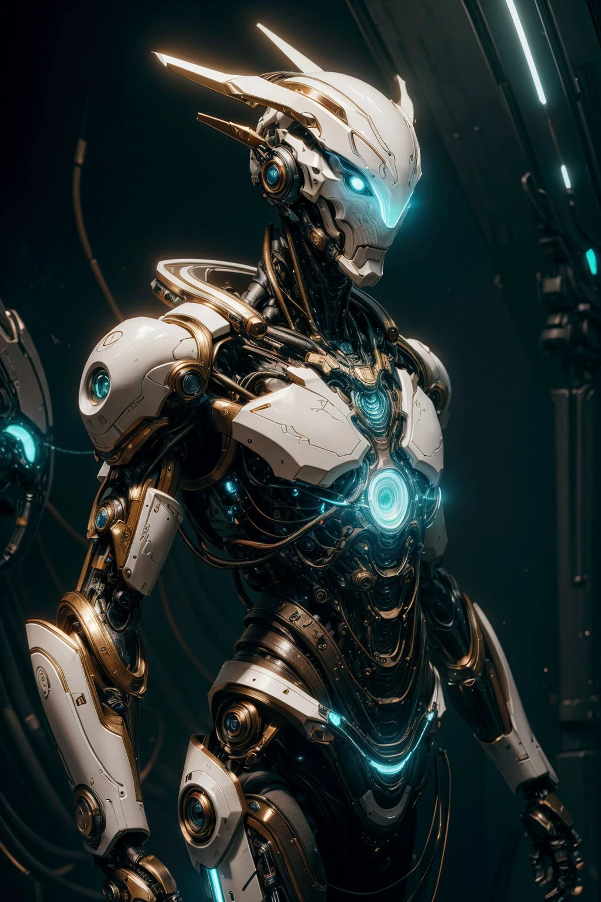 realistic style, 8k, exposure blend, medium shot, bokeh, (hdr:1.4), high contrast, (cinematic), (muted colors, dim colors, soothing tones:1.3), (hyperdetailed:1.2), symetrical, octane render, 35mm, bokeh, (intricate details:1.15), <lora:add_detail:0.8>, <lora:FujiVelvia50:0.4>,
(1man, masculine adult male:1.2), blue eyes, dark blonde hair, razor cut,
solo, half shot, looking away, detailed background, detailed face, (<lora:OrokinTech:0.6>, orokintech theme:1.1), android, cyborg, mechanical limbs, wires, cables, high-tech, head tilted, emotionless, augmented reality, digital implants, electronics, robotics, gadgets, powered by fusion, holograms, particle effects, flashing lights, bioluminescent parts, drones in background, cinematic atmosphere,