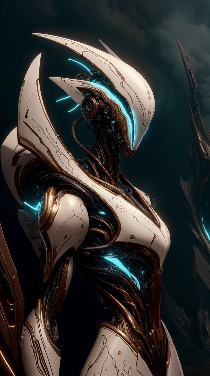 A close up of a woman in a futuristic suit with a sword - SeaArt AI