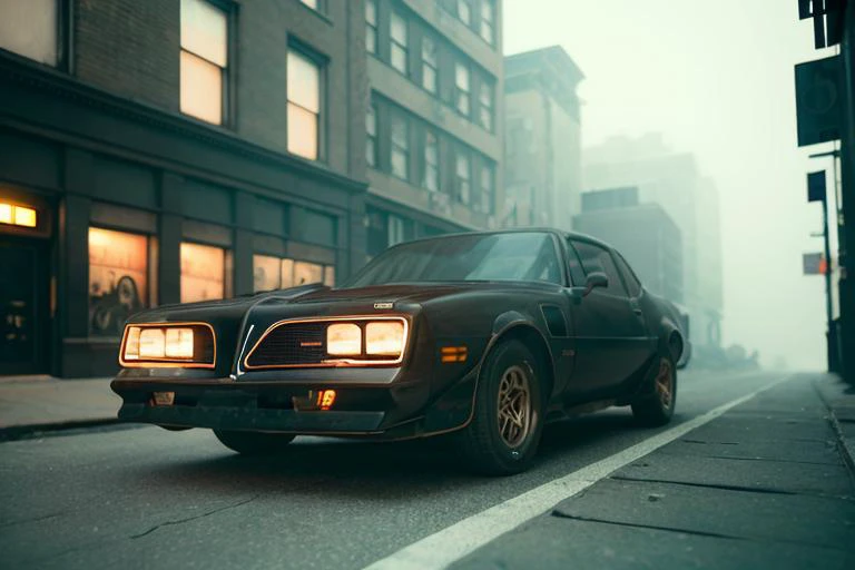 analog gloomy photo of a ((black car, <lora:tr4ns4m:1>)), (three quarter view), (in gritty new york city streets (at night)), speeding, motion blur, vandalized buildings, graffiti, sports photography, ((nighttime)), horror, midnight, High Detail, Sharp focus, (photorealism), realistic, best quality, 8k, award winning, dramatic lighting, epic, cinematic, masterpiece, rim light, (ambient fog:1.2), volumetric lights:0.6, dutch angle, depth of field,