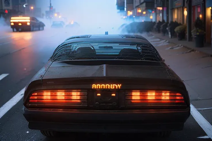 analog gloomy photo of a ((black car, <lora:tr4ns4m:1>)), three quarter view, (gritty new york city streets (at night)), speeding, motion blur, vandalized buildings, graffiti, sports photography, ((nighttime)), horror, midnight, High Detail, Sharp focus, (photorealism), realistic, best quality, 8k, award winning, dramatic lighting, epic, cinematic, masterpiece, rim light, (ambient fog:1.3), volumetric lights:0.7, dutch angle, depth of field,