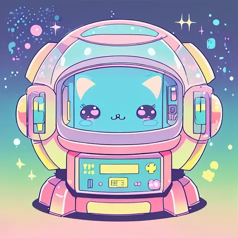 60s scifi ink comic by Jack Kirby, A complex machine, <lora:KawaiiTech:0.8> kawaiitech, pastel colors, kawaii, cute colors