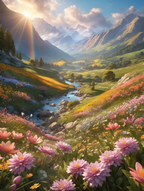 breathtaking , high quality,award winning,
(best quality,ultra-detailed,realistic,RAW photo,8k uhd,ultra high res,photorealistic style,cinematic scenes, masterpiece,dramatic lighting,extremely detailed CG unity wallpaper) ,flowering landscape,