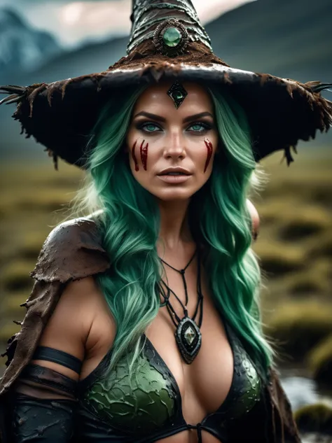 cinematic photo,
sexy woman Supermodel,  big breasts, (Mint green hair hair:1.2) witch, silver intricate clothes, witch hat, ((((The Bloodspear of Domination)))), (((mud clothes))), black mud, (slime girl), Cardinal, liquid clothes, muscle legs, (swamp, hut, dim light, light rays, outsdoors,) best quality, highly detailed, hyper realistic style, skindentation, photorealistic painted art, 8k, ultrares, trending on cg society, trending on artstation, vivid color, by David Bailey,, photo by Paul Nicklen, (natural skin texture, hyperrealism, soft light, sharp:1.2), (intricate details:1.12), hdr masterpiece, best quality, (highly detailed photo:1.1), arms behind head pose,8k, photorealistic ,