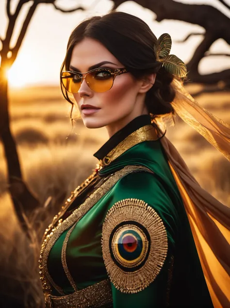 Dappled Light, (intricate:1.3), photo portrait of the bayonetta from videogame, colorful, realistic round eyes, dreamy magical atmosphere, witch costume, (skin texture) (film grain), (warm hue, warm tone:1.2), close up, cinematic light, sidelighting, wind, wind lift, snow, flare, Serengeti National Park, Tanzania: Known for its spectacular wildlife migrations and abundant game, the Serengeti offers an unforgettable safari experience, allowing visitors to witness the circle of life in action,