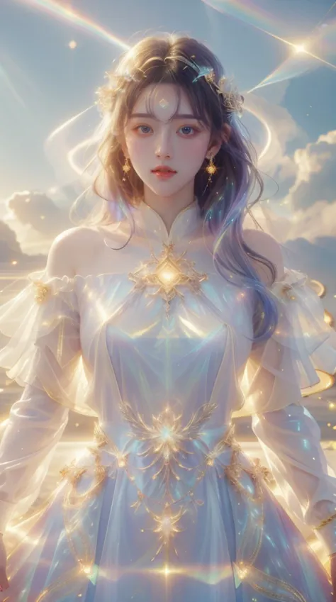 masterpiece, best quality, 16K, 1girl, liulixl, iridescence, <lora:HolyMagic:0.7>, holymagic, fantasy, magical energy, divine auraï¼ <lora:liuli3:1>