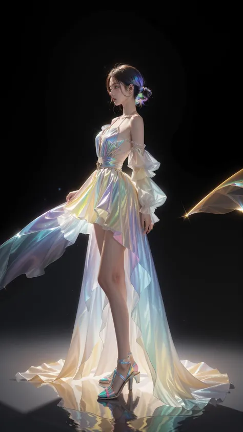 1girl, iridescence, sideview, full body, <lora:liuli3beta:1>