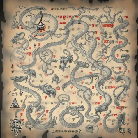 <lora:add_detail:0.9> add_detail, masterpiece, best quality, detailed, <lora:Necronomicon Sketch:0.9> Necronomicon Sketch, 
text, diagram, blood stains in background, lines, ornament, (snakes and ladders:1.2).