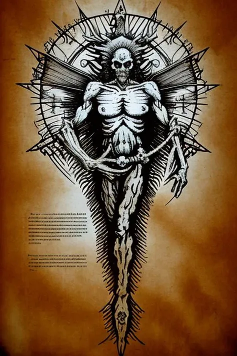 (Necronomicon Sketch:1.1),a archangel holding a skull and a bible \(object\), seven-pointed stars \(symbol\) on top, the Great ultimate on back,sanskrit,fire,blood,by atbgams,<lora:Necronomicon-10:0.9>,
(masterpiece,best quality,official art,extremely detailed CG unity 8k wallpaper:1.4),super fine illustration,highly detailed,very detailed background,highly detailed background,gorgeous nature refined rendering,contour deepening,professional artwork, famous artwork,Vivid Colors,clarity,