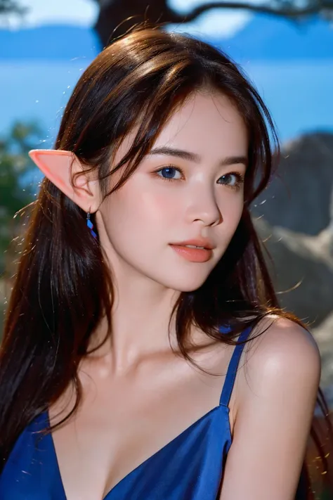 best quality, masterpiece, (photorealistic:1.4), Close up, 1 girl, upper body, elf girl, cute, flowers around, forest background, sweet girl, IDOL,  -- Face Details:1.7 -- <lora:MartinaMink-01:1>