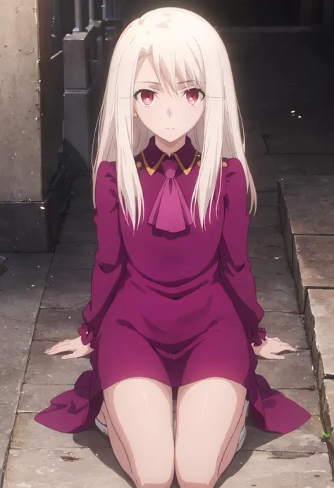 {safe:1.10}, best quality, masterpiece, highres, solo, {illyasviel_von_einzbern_fatestaynightufotable:0.90}, kneeling, kneeling on one knee, on one knee, cowboy_shot, looking at viewer