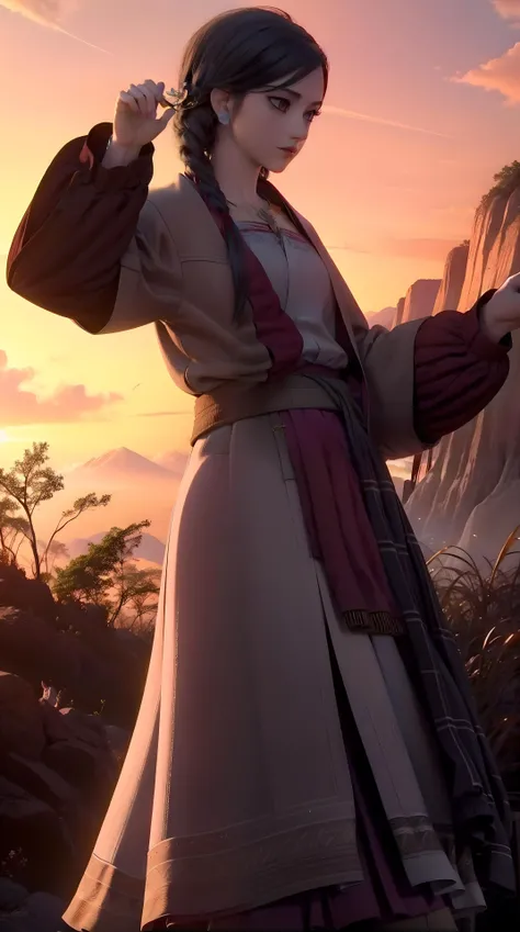 masterpiece,best quality,,1girl,black hair, chinese clothes, <lora:yingmo:0.8>,outdoor,cowboy shot, dynamic pose, dynamic angle